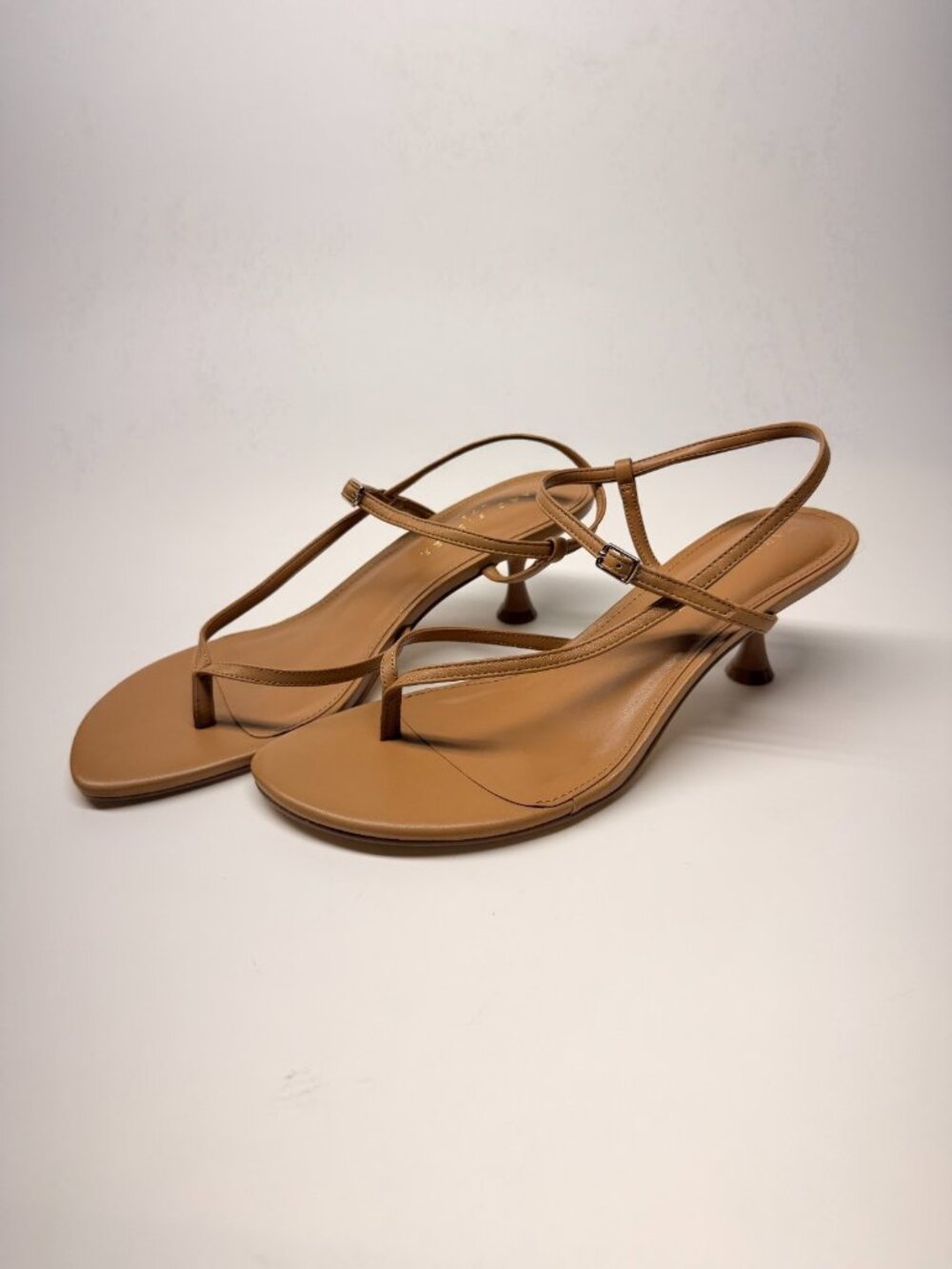 Marc Fisher Women's Natural Palina Leather Natural Strappy Heel Sandal Sz 9.5 M